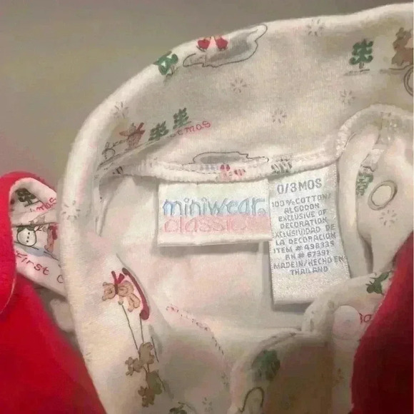 Vintage 100% cotton unisex baby’s first Christmas holiday footie set no flaws - Picture 3 of 4